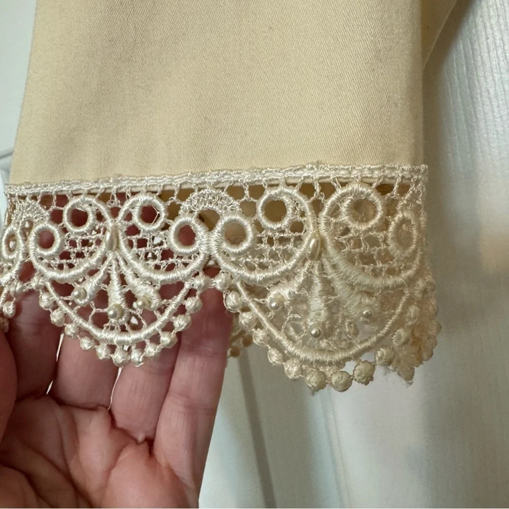 Jessica McClintock Vintage Off White Bridal 2-Piece Coquette Lace Trim‎ Suit